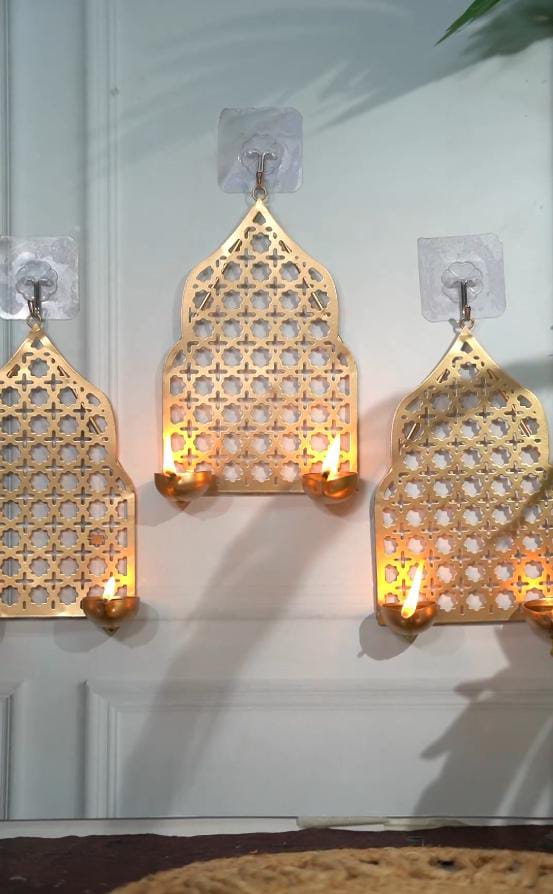 Jharokha wall hanging metal Tealight candle holder/diya