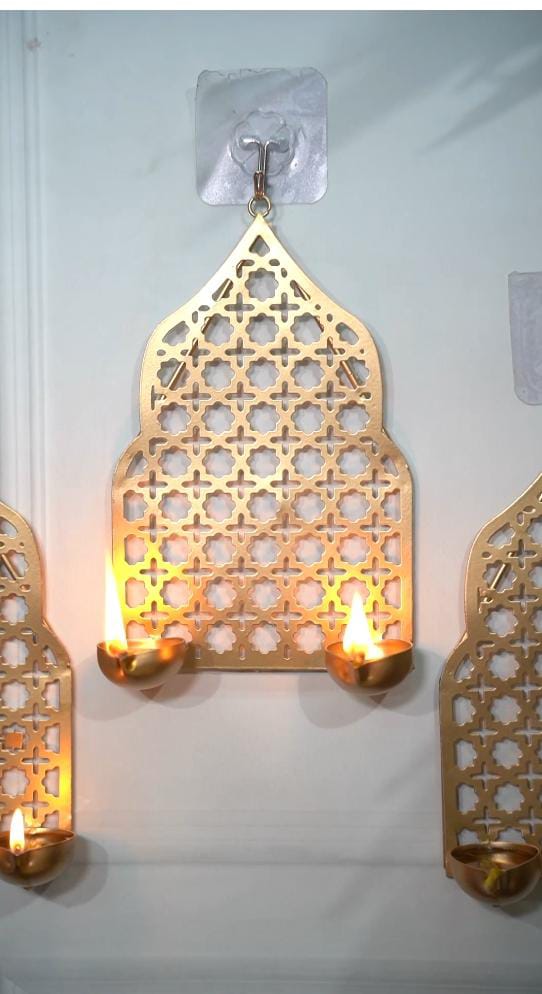Jharokha wall hanging metal Tealight candle holder/diya