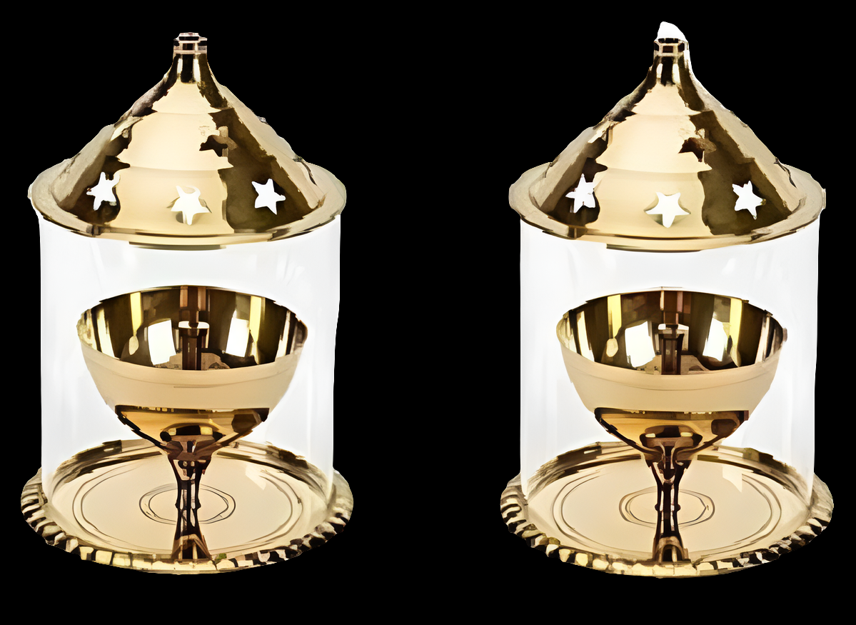 Akhand Diya with glass cover