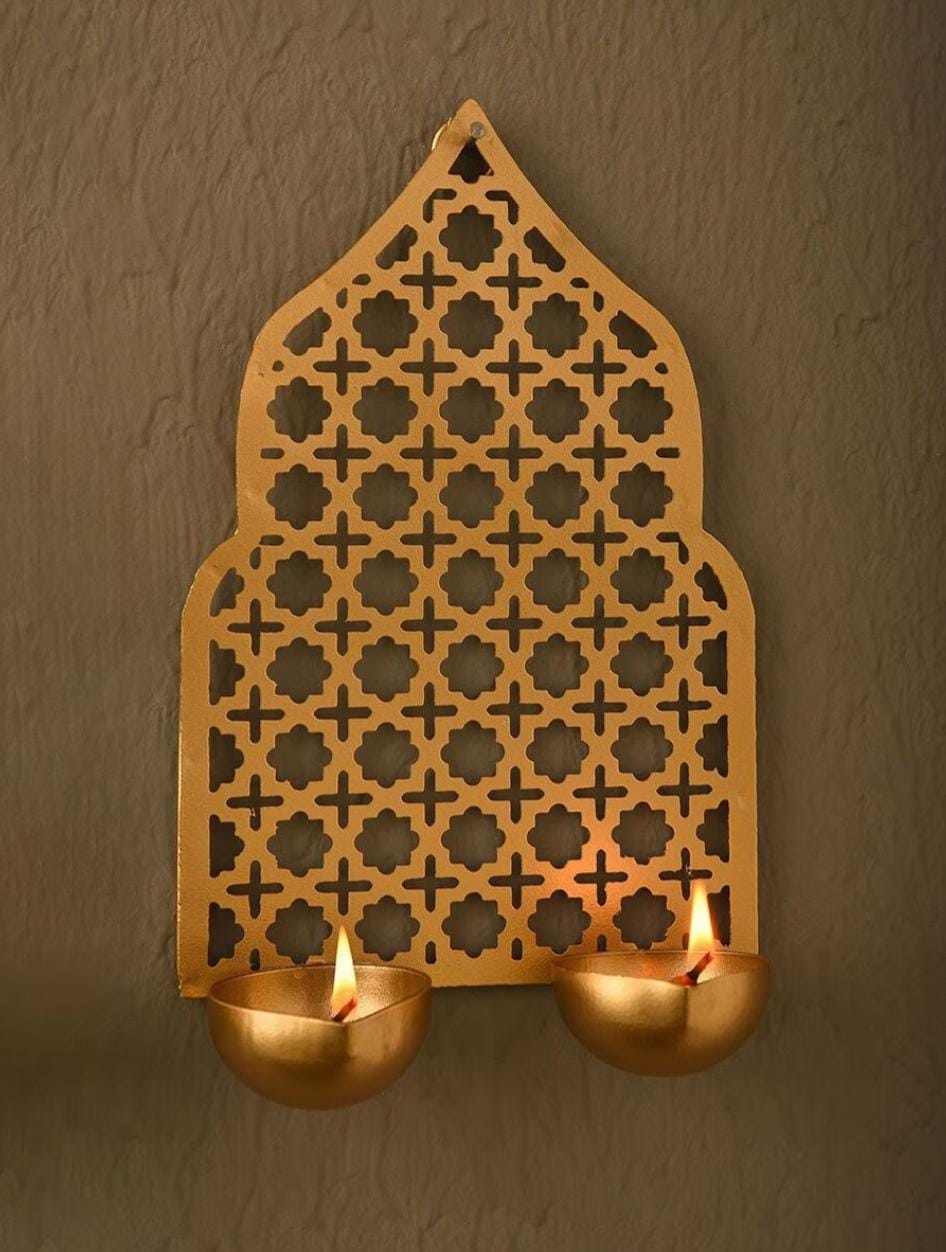 Jharokha wall hanging metal Tealight candle holder/diya