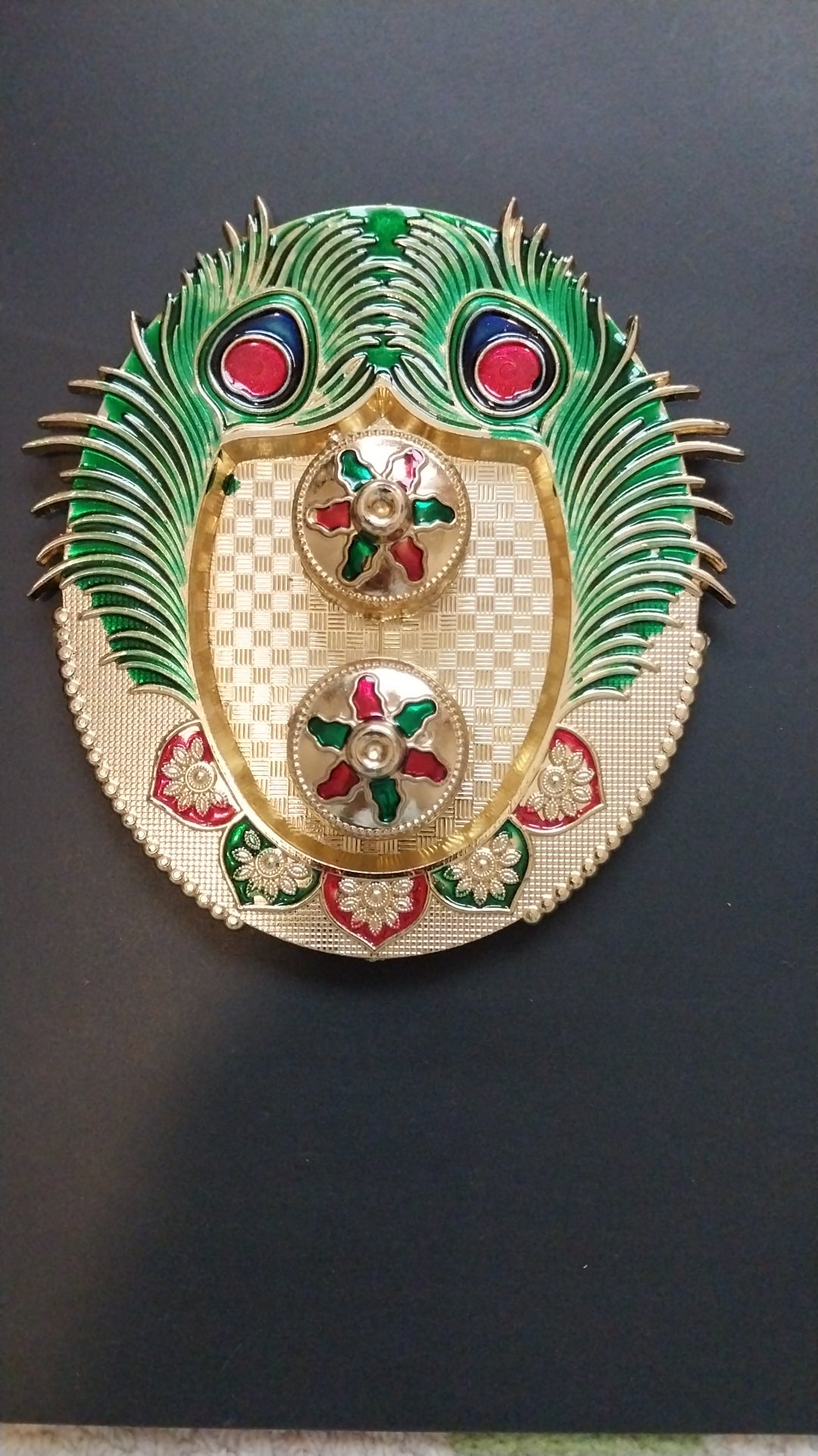 Haldi kumkum plate peacock leaf 2