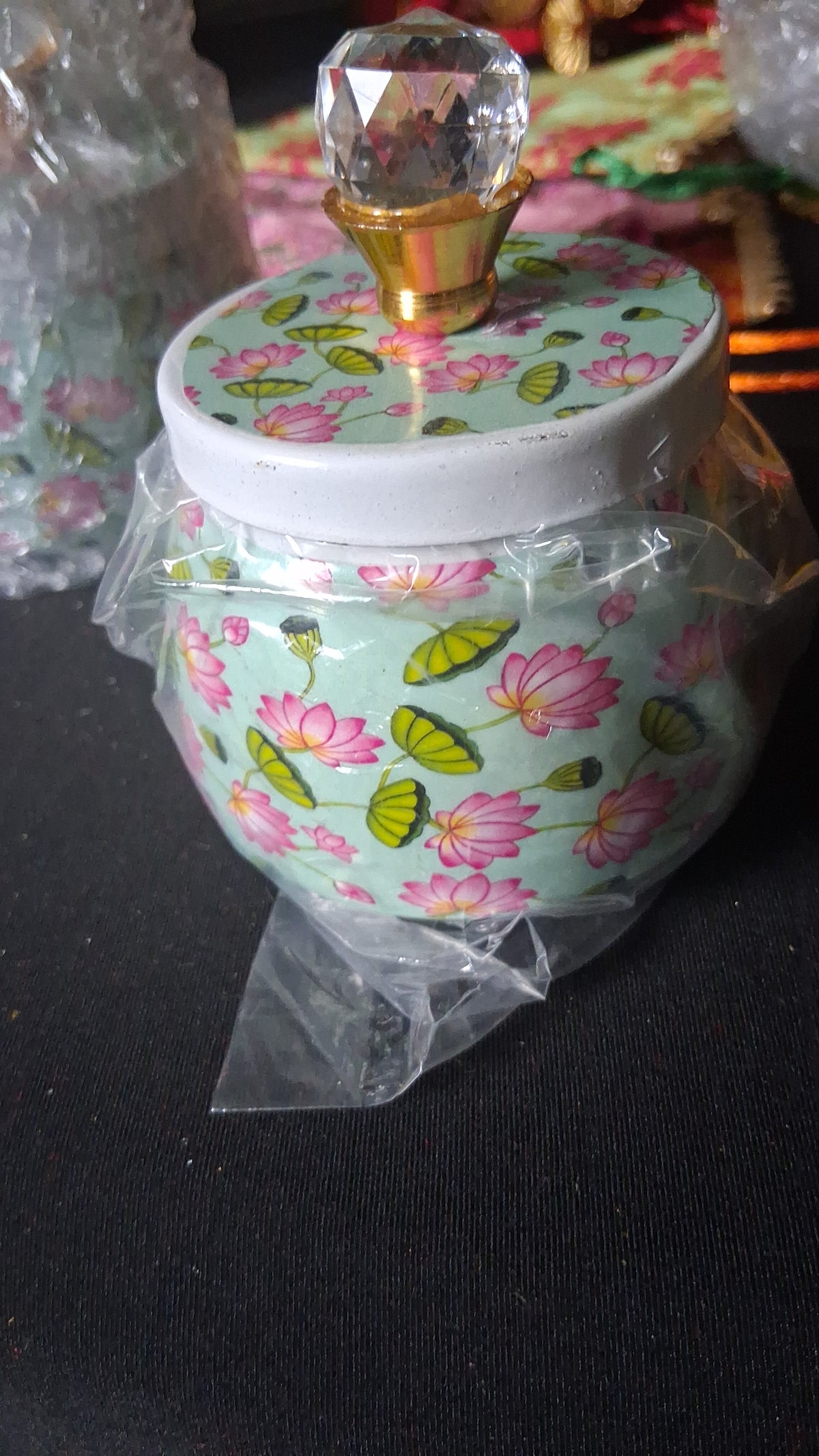 Metal Pichwai print jars