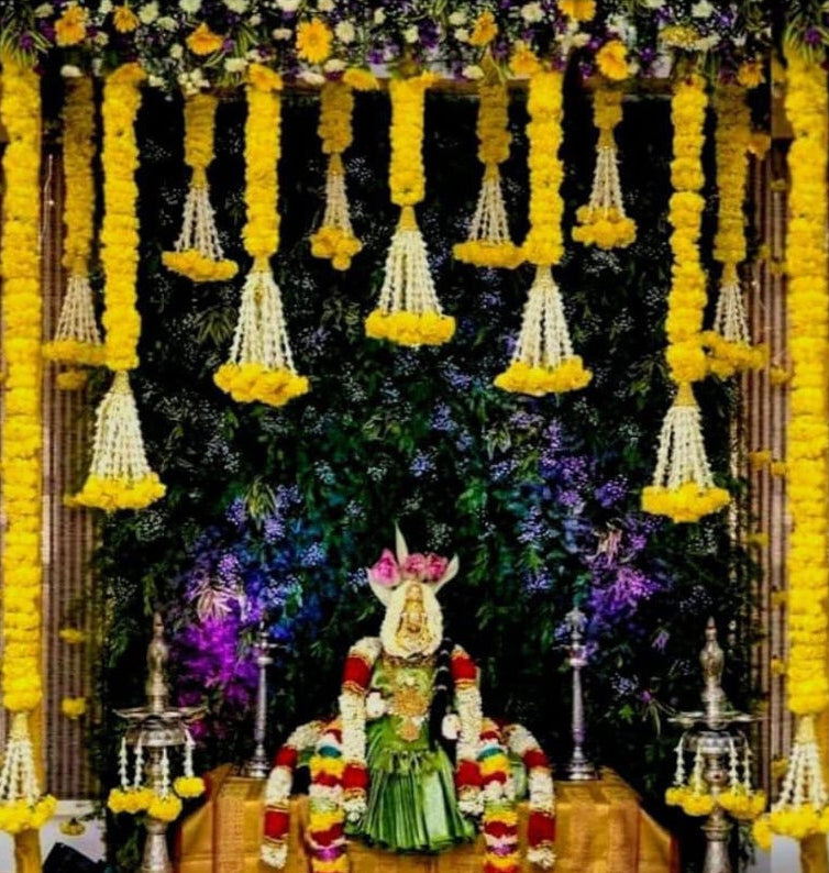 Marigold flower with lily string full 10 pc backdrop set