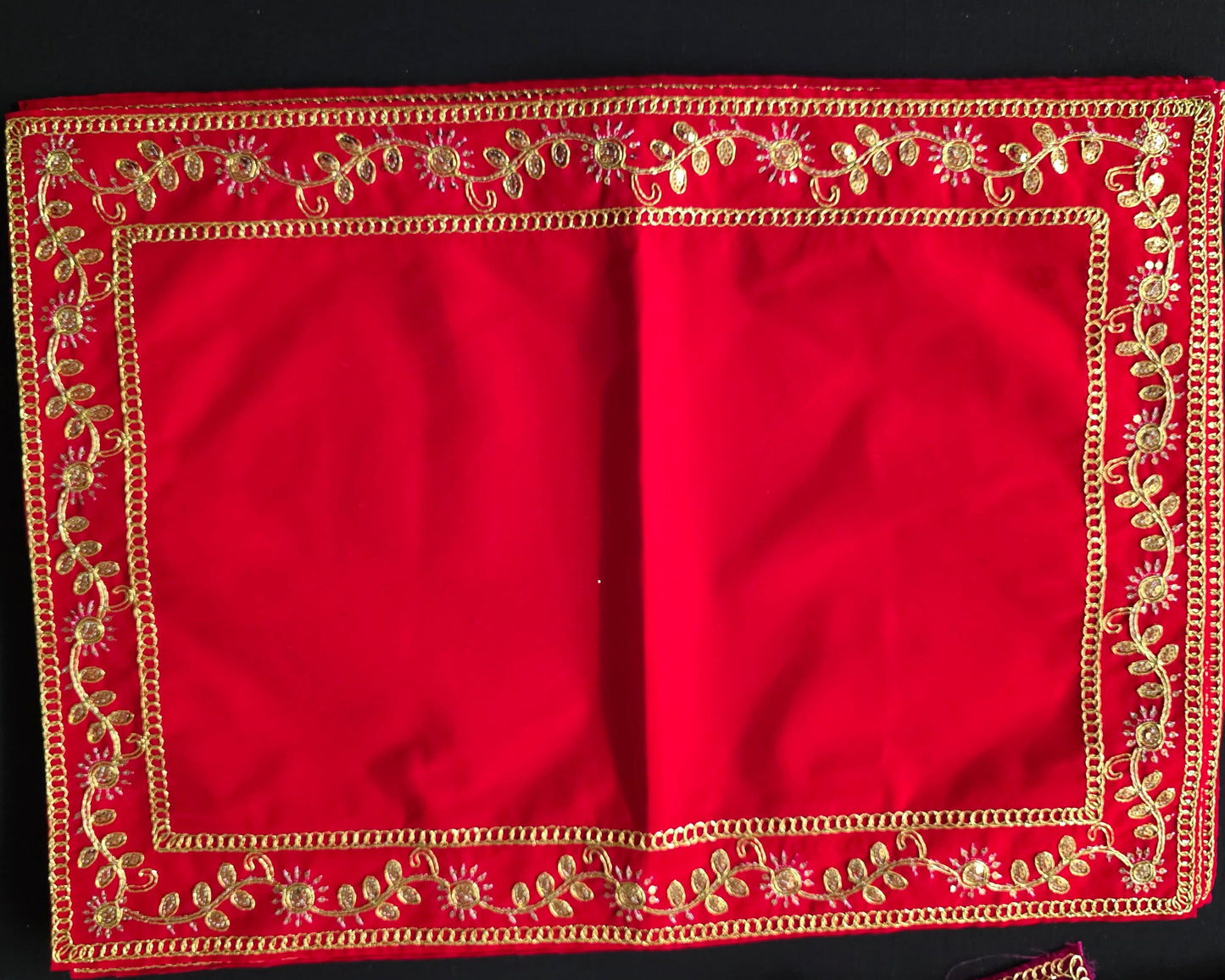Velvet Pooja Asan with golden gotta patti work/placemat