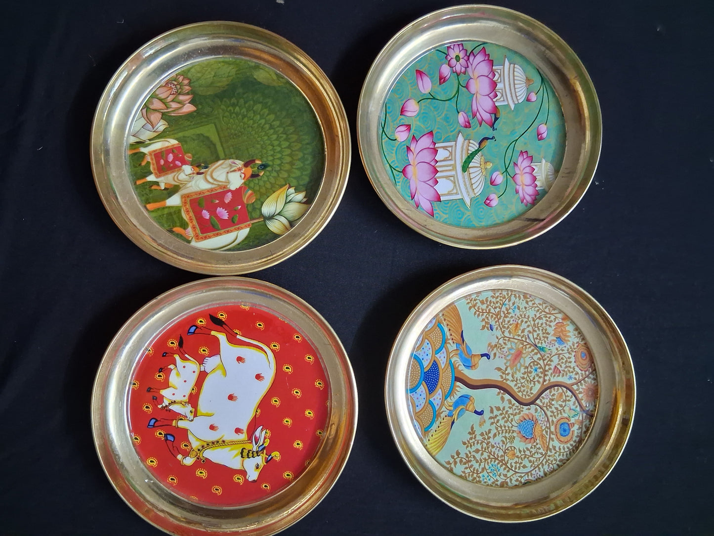 Brass plate/puja thali w/pichwai print