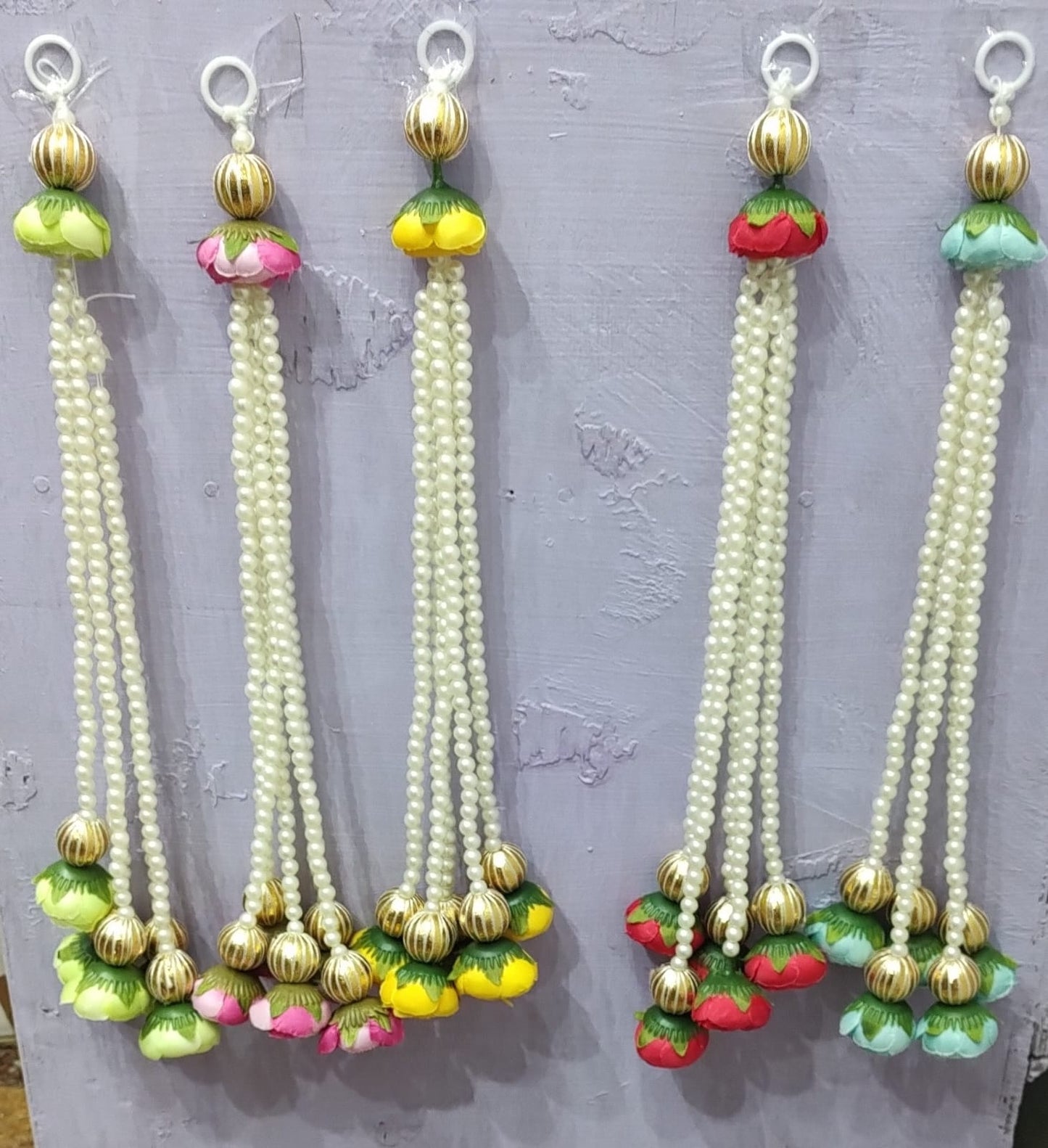 Pearl flower hangings (set of 2)