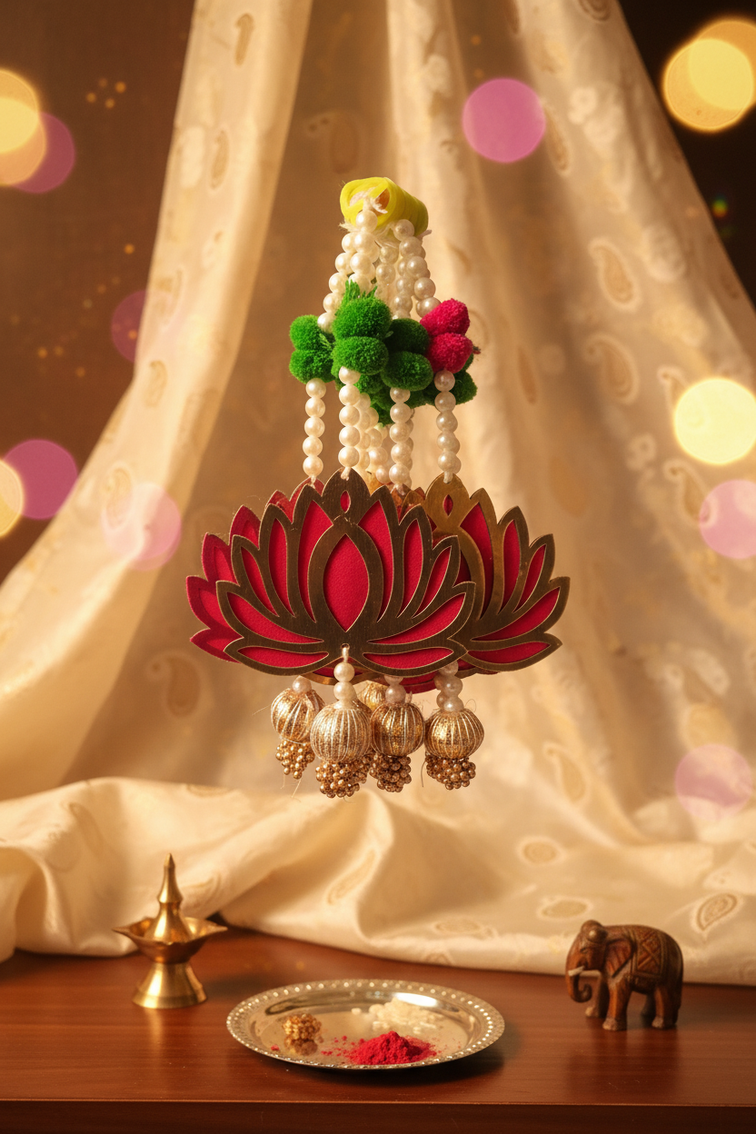 Lotus hanging with pompom -1ft