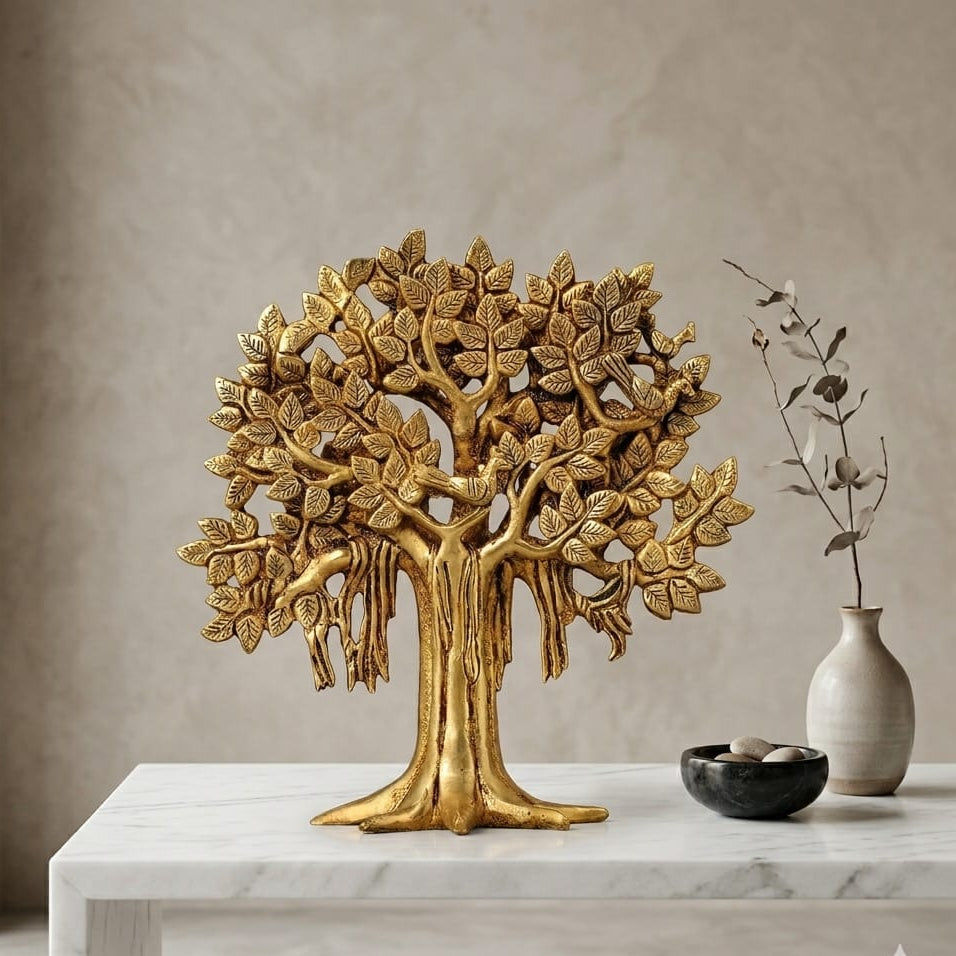 Kalpavriksha Wishing Tree/Brass Tree of Life Idol for Home & OfficeDecor(9 in)