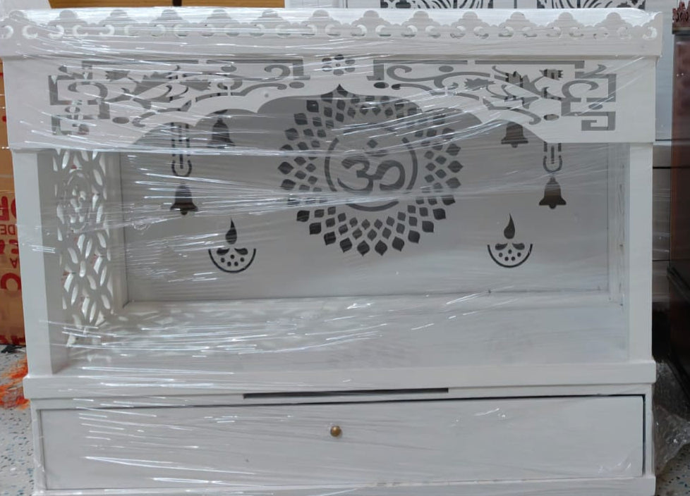 White wooden Temple/Alter with drawer and LED lights