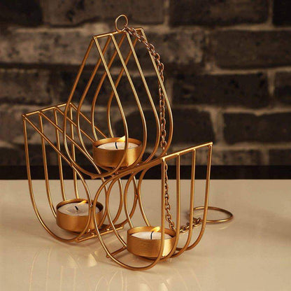 Home Decor Iron Half Lotus Hanging Tealight Candle Holder