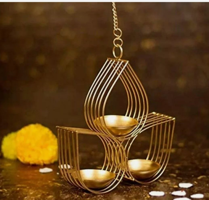 Home Decor Iron Half Lotus Hanging Tealight Candle Holder