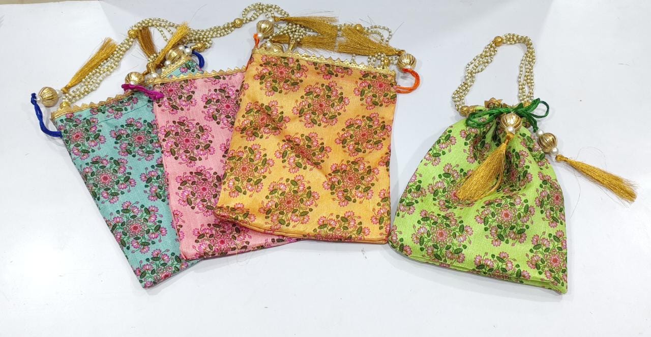 Potli bag with beaded handle