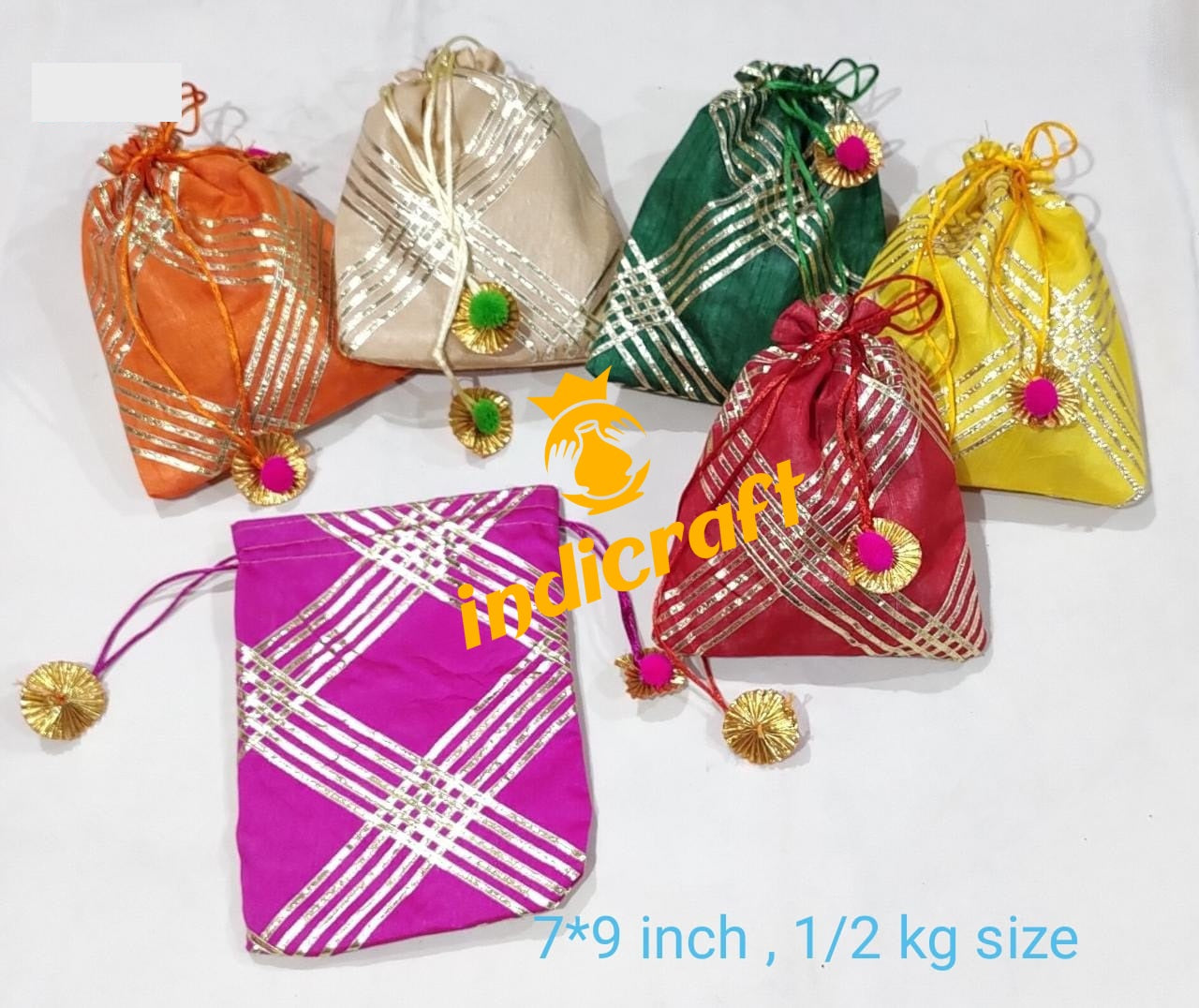 Golden gota lahariya style gift bag