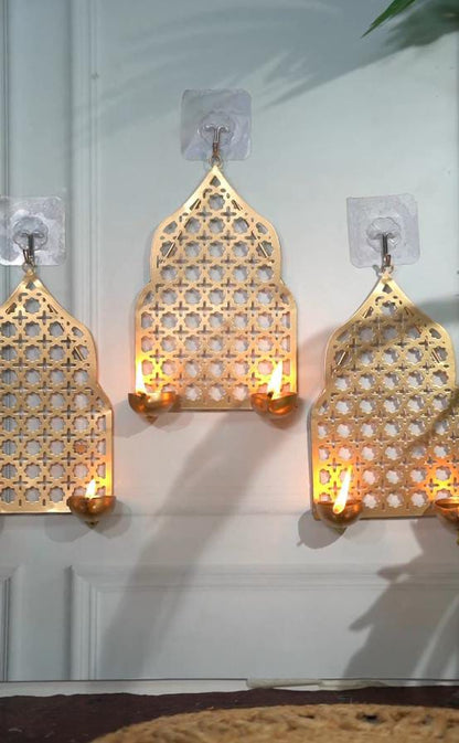 Jharokha wall hanging metal Tealight candle holder/diya