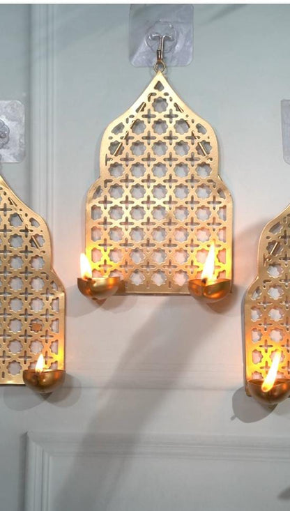 Jharokha wall hanging metal Tealight candle holder/diya