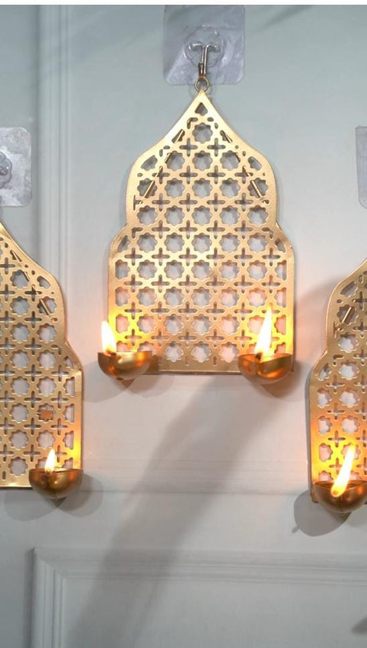 Jharokha wall hanging metal Tealight candle holder/diya