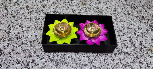 Colorful lotus diya set of 2