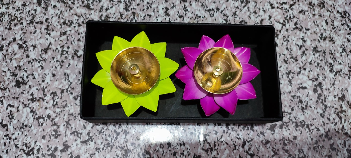 Colorful lotus diya set of 2