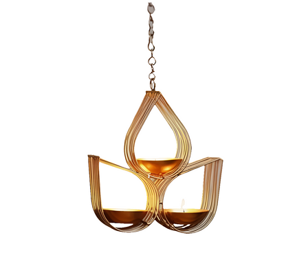 Home Decor Iron Half Lotus Hanging Tealight Candle Holder