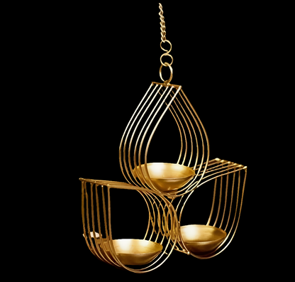 Home Decor Iron Half Lotus Hanging Tealight Candle Holder
