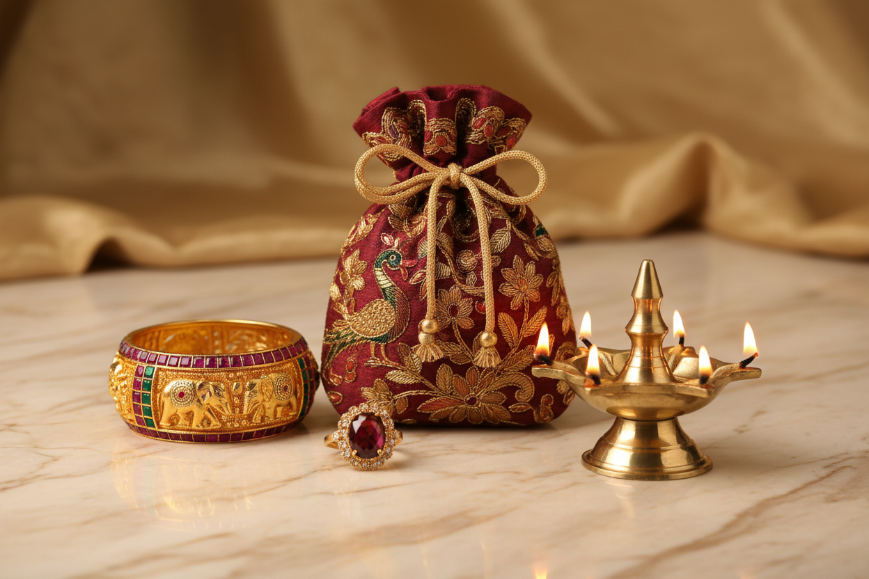 create a combo using thepotli diya bangle ring