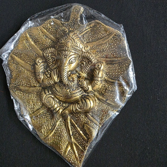 Metal Ganesh on leaf