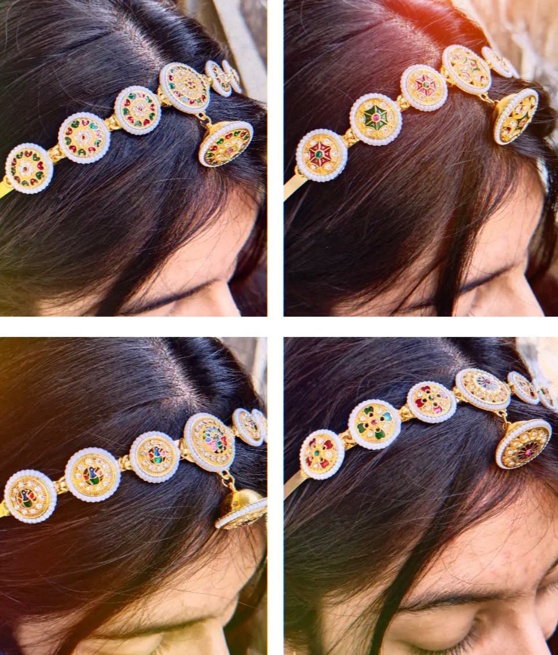 Kundan hairband/Mathapatti with Borla
