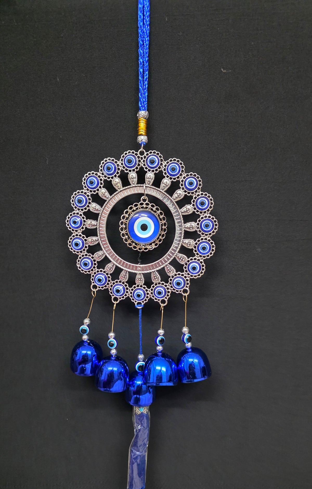 Blue Evil Eye Hanging Decoration Ornament Metal Wind Chimes for Home Garden Gift Decoration
