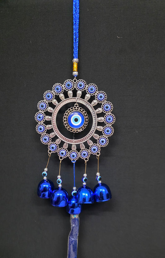 Blue Evil Eye Hanging Decoration Ornament Metal Wind Chimes for Home Garden Gift Decoration