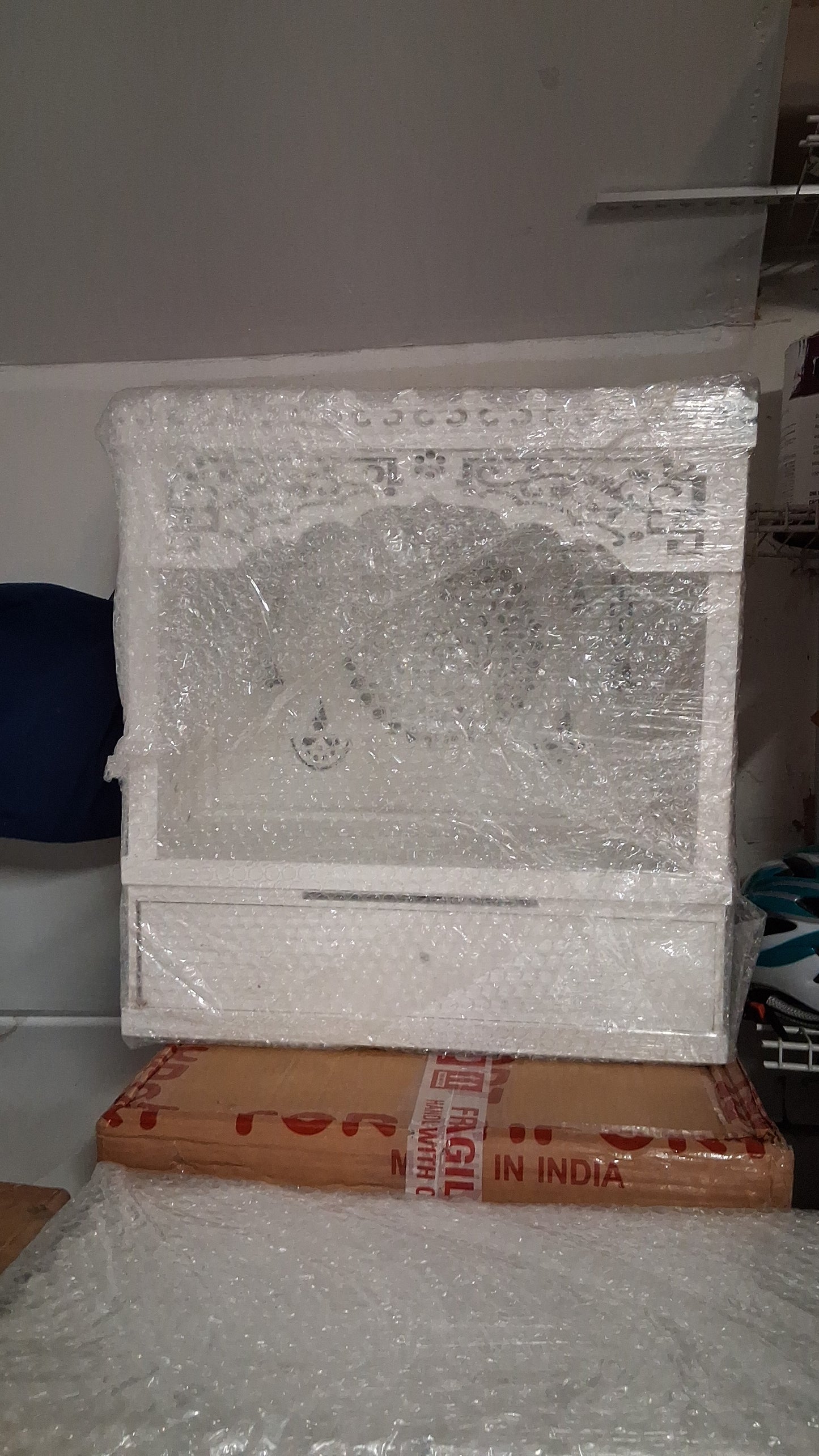 White wooden Temple/Alter with drawer and LED lights