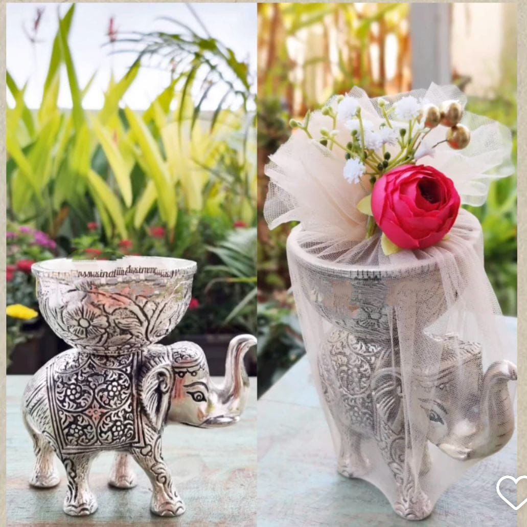German silver Elephant dryfruit holder/ Wedding favor