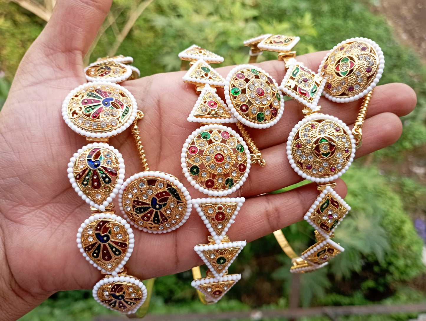 Kundan hairband/Mathapatti with Borla