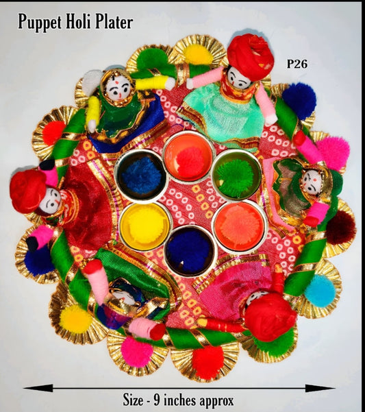 Holiday puppet platter with hand-crafted puppet