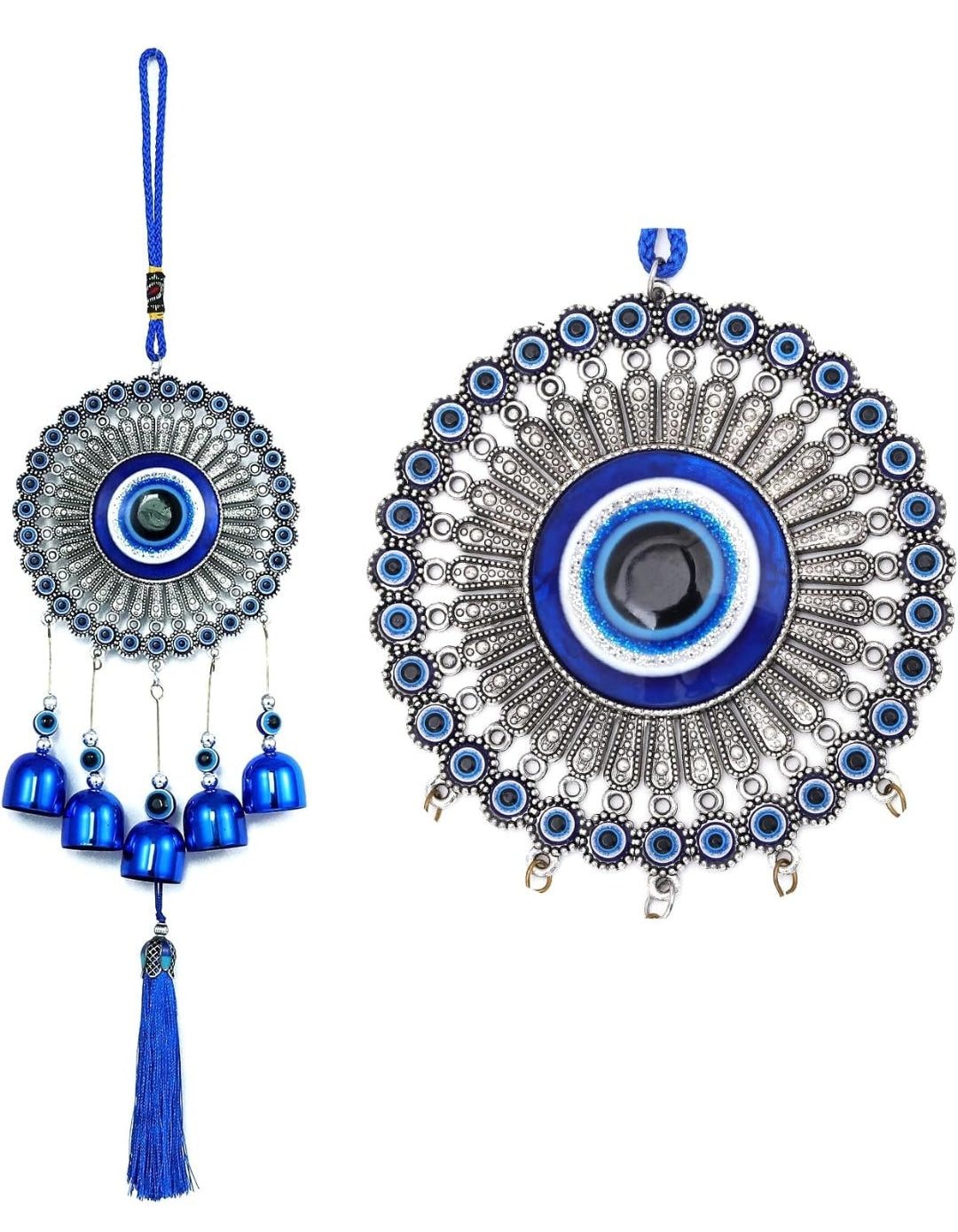 Blue Evil Eye Hanging Decoration Ornament Metal Wind Chimes for Home Garden Gift Decoration