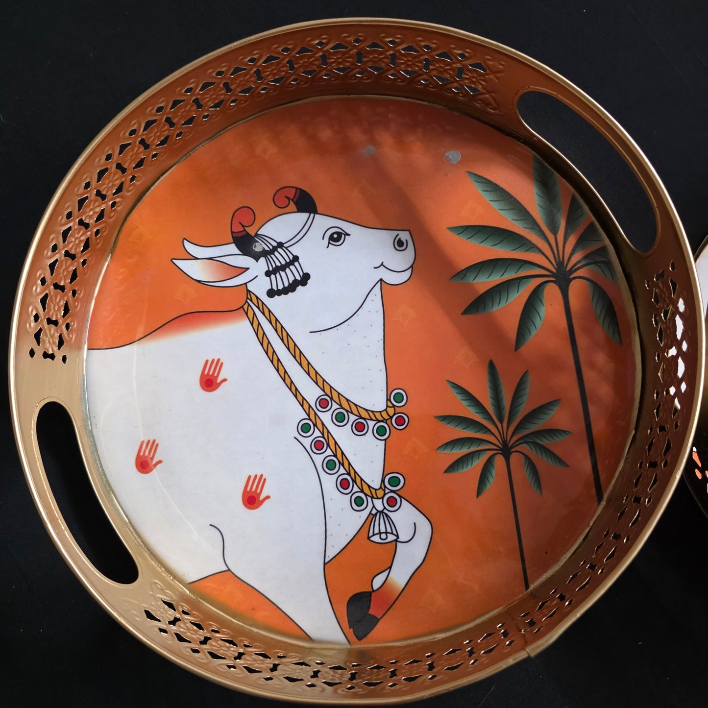 Pichwai print serving tray set of 2
