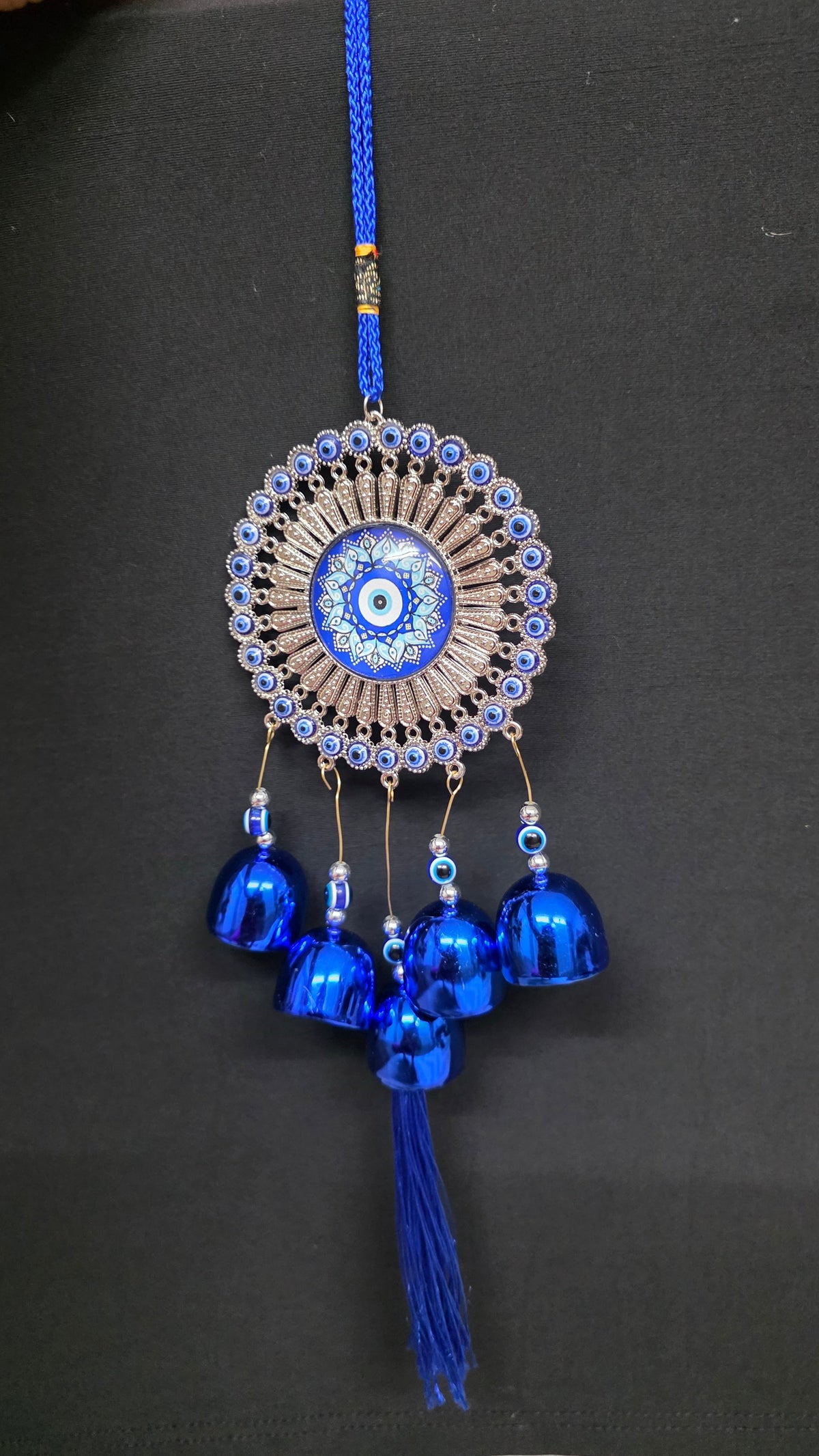 Blue Evil Eye Hanging Decoration Ornament Metal Wind Chimes for Home Garden Gift Decoration