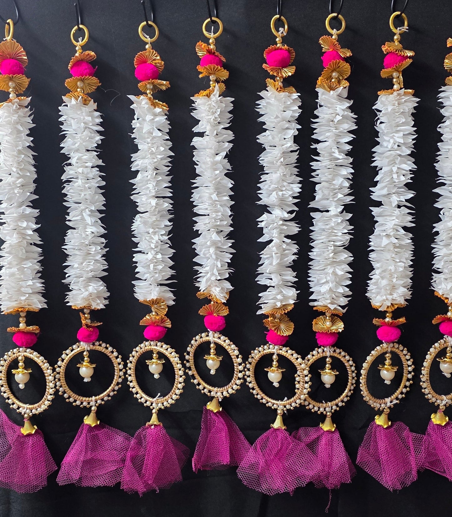 Artificial Mogra Latkans with pompom and gotta Patti- decor for stairs or wall