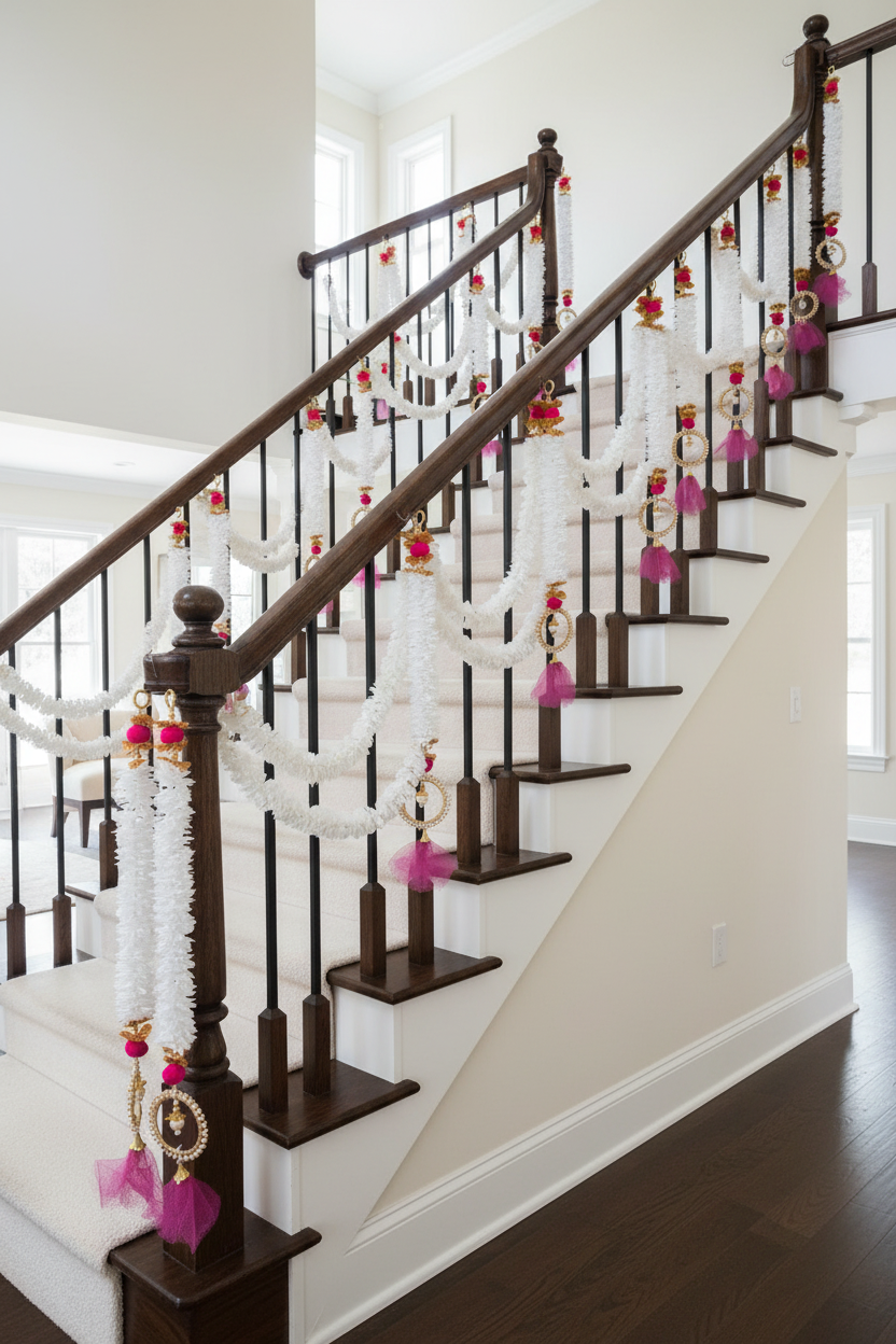 Artificial Mogra Latkans with pompom and gotta Patti- decor for stairs or wall