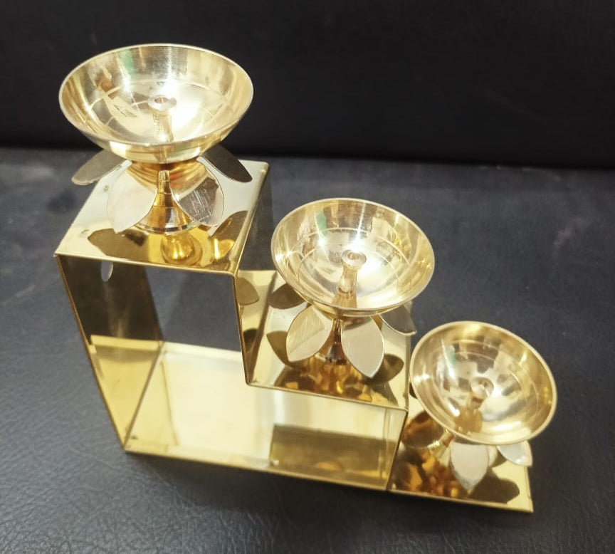 Tiered brass oil lamp holders in  4, 5, and 7-step,