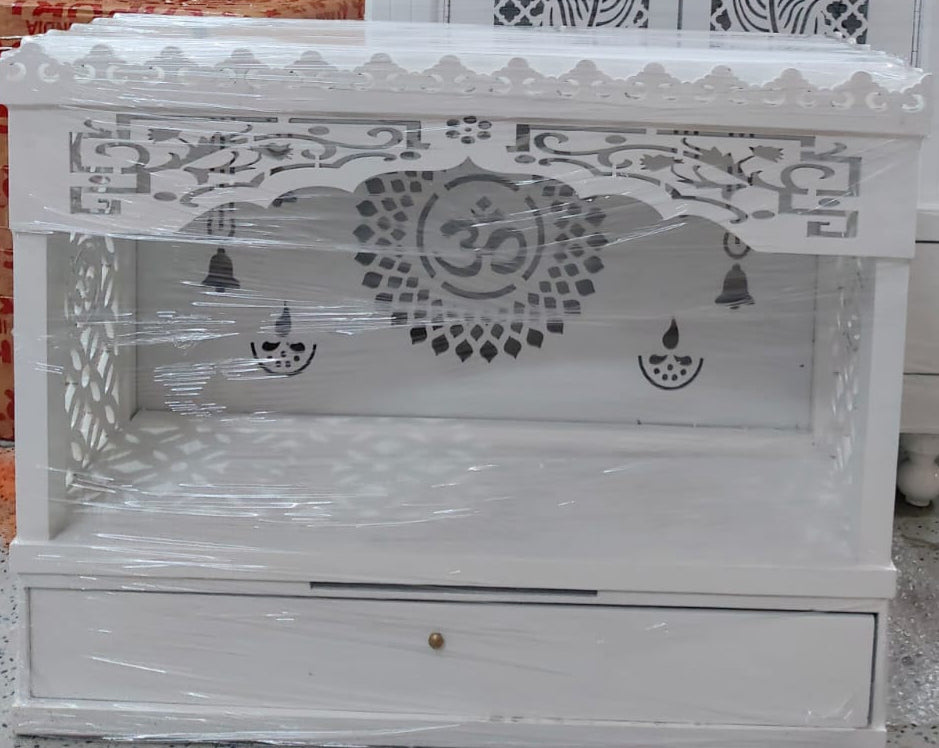 White wooden Temple/Alter with drawer and LED lights