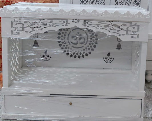 White wooden Temple/Alter with drawer and LED lights