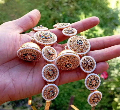 Kundan hairband/Mathapatti with Borla
