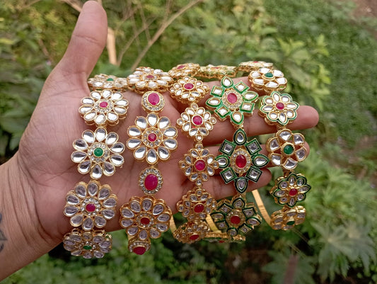 Kundan hairband/Mathapatti with Borla