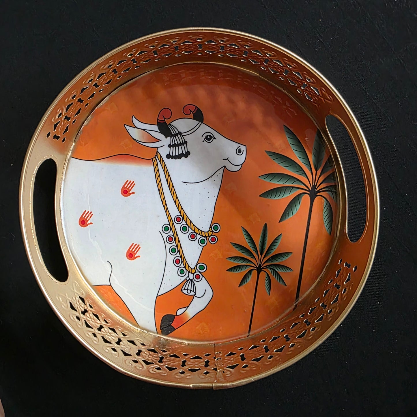 Pichwai print serving tray set of 2